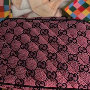Gucci bag pink and blue monogram matelasse